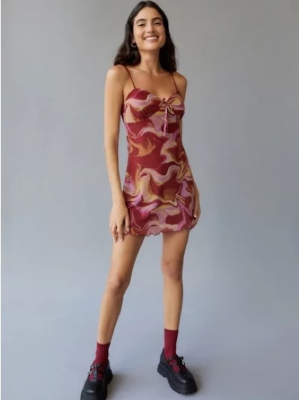 Urban Outfitters Elodie Printed Mesh Mini Dress
